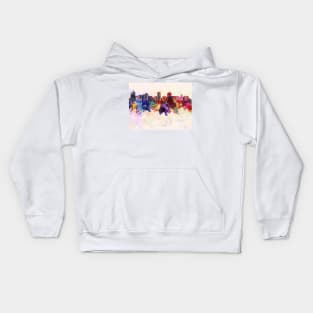 Acapulco skyline in watercolor background Kids Hoodie